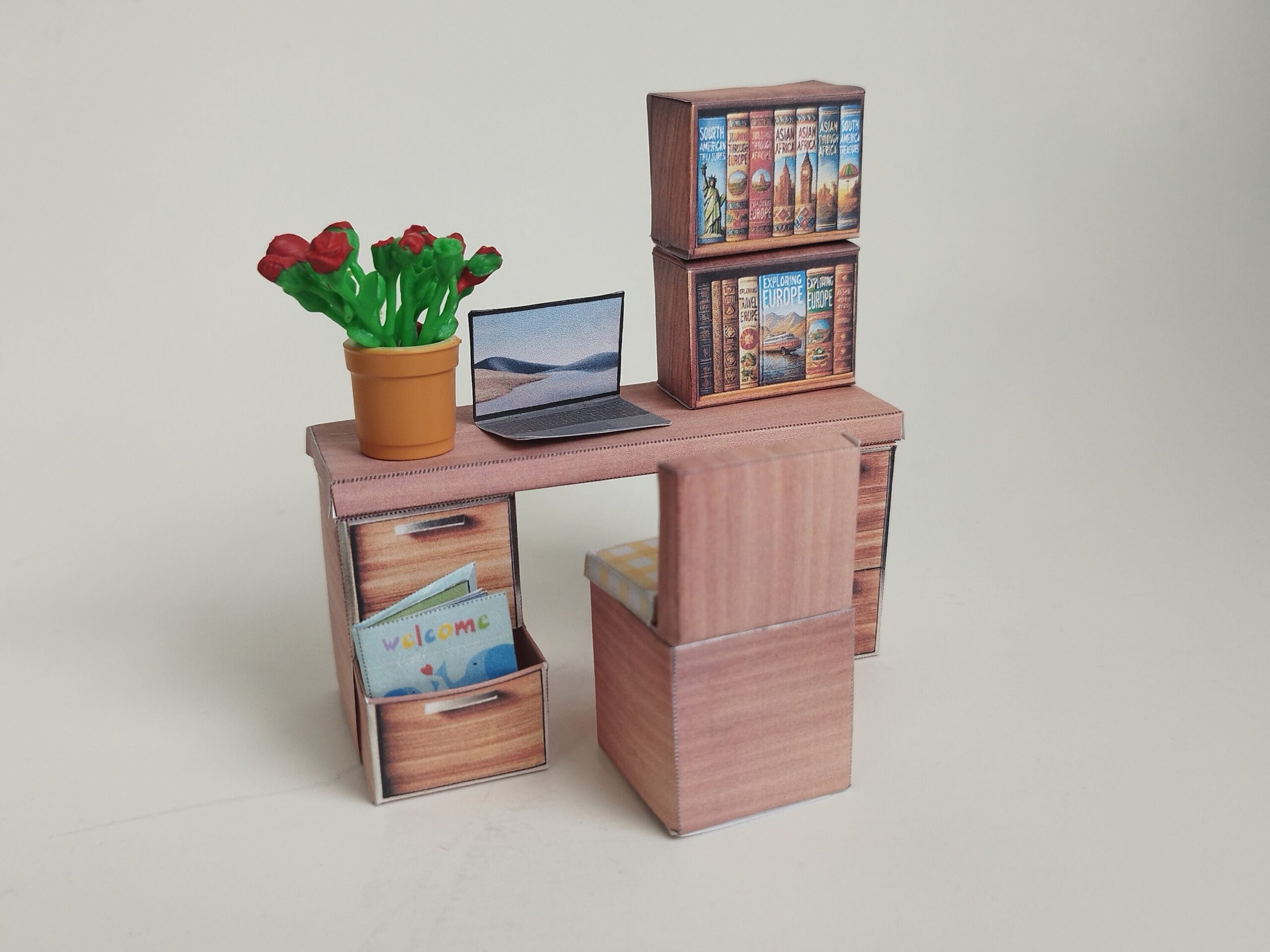 1 12 Bedroom Desk Printable Dollhouse Furniture DIY Printable Miniature Template BMM Shoe Box Miniature Etsy