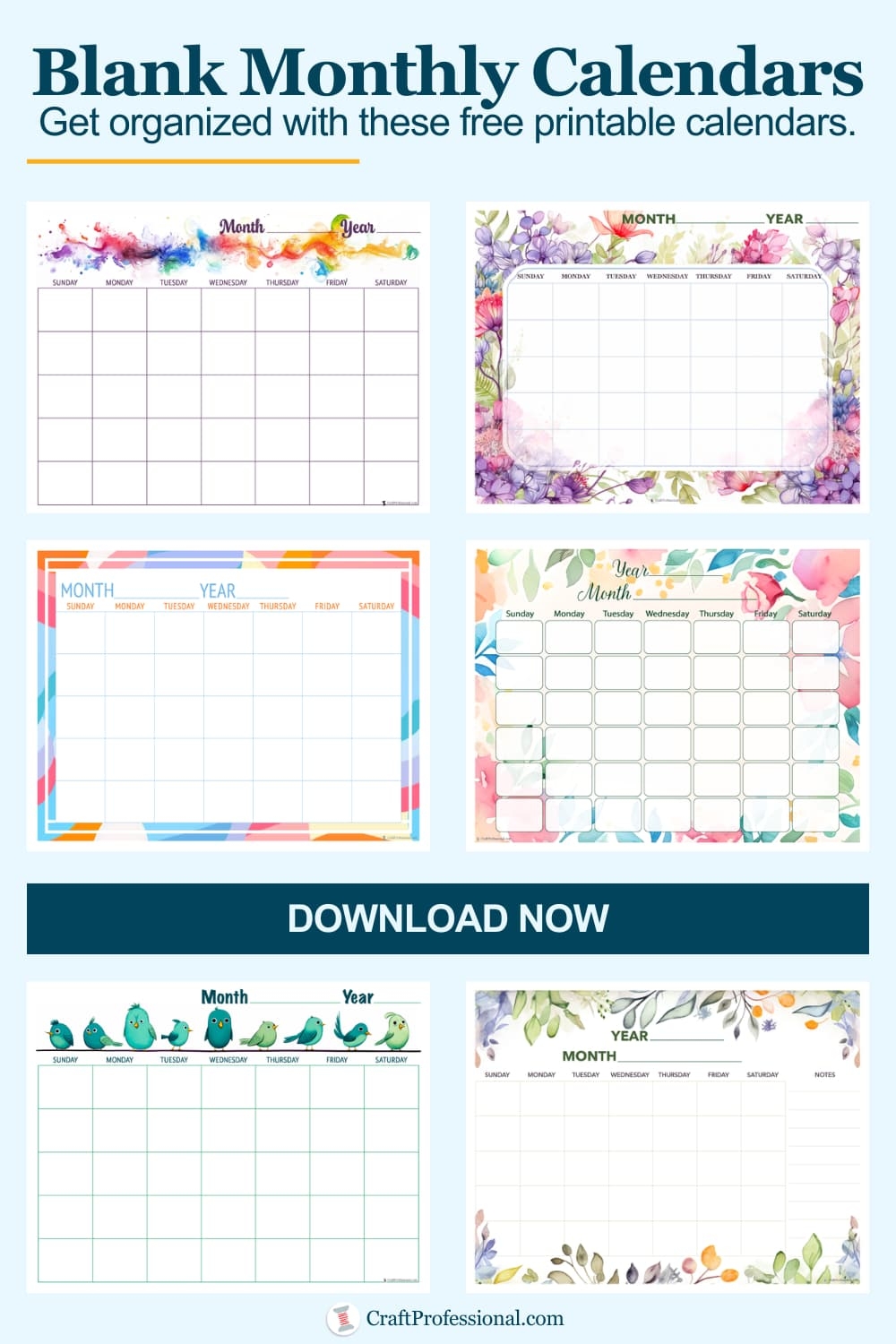 Free Printables Monthly Calendar