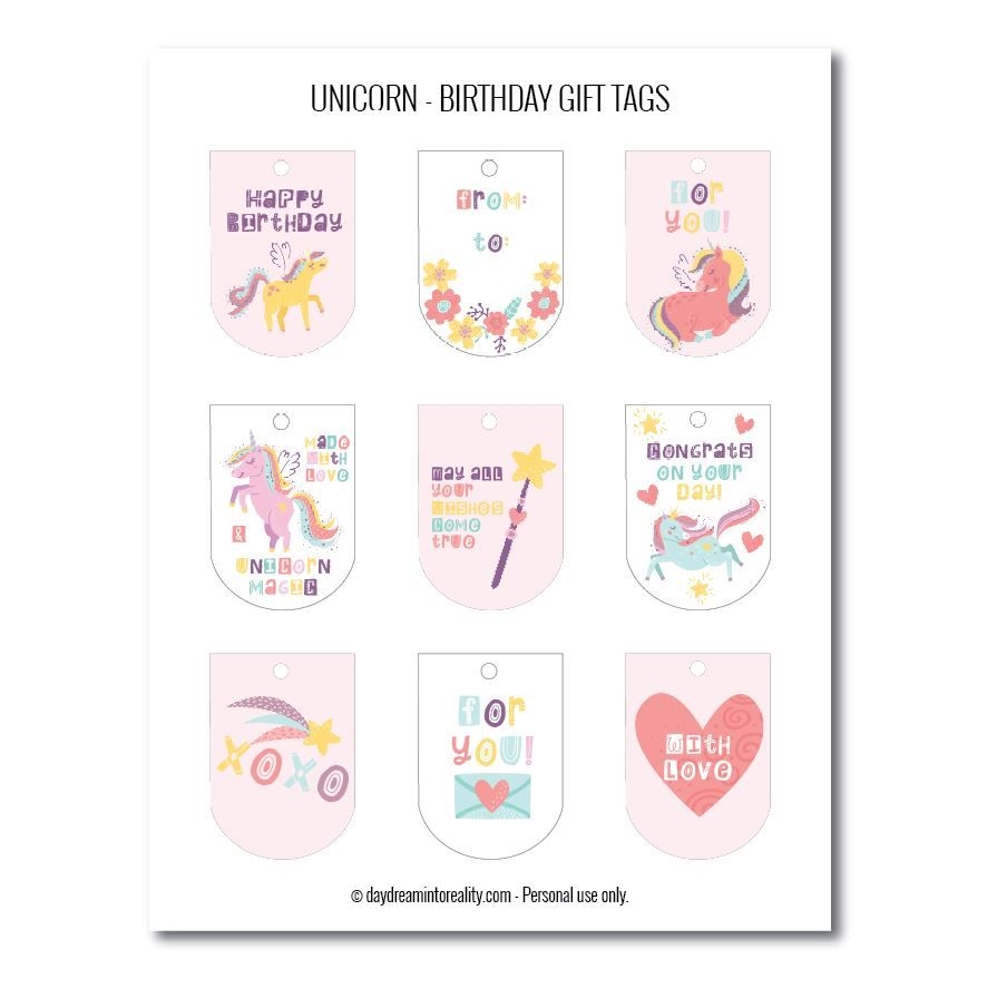100 Birthday Gift Tags Free PDF Printables All In This Article Daydream Into Reality