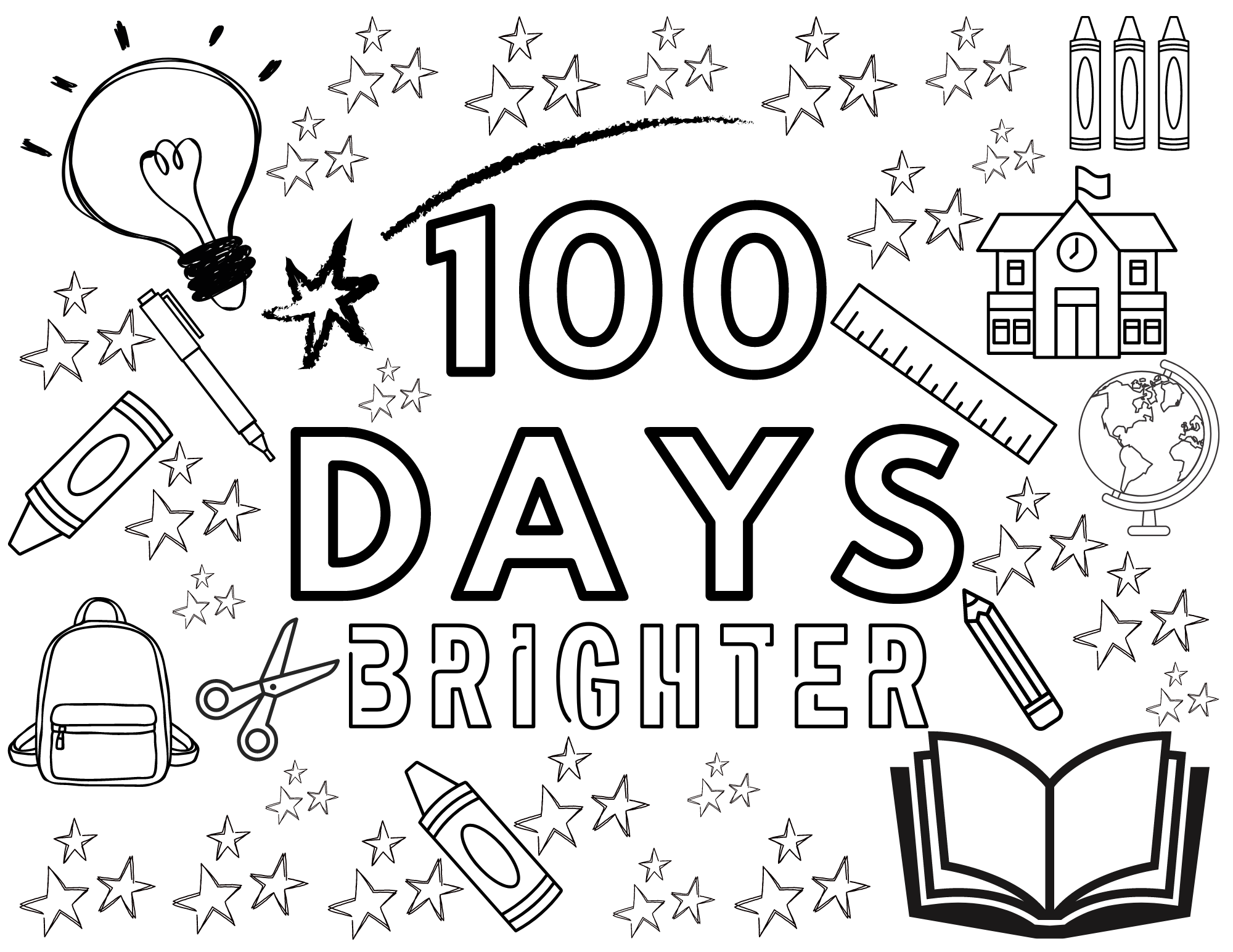 100 days brighter coloring page Seeing Dandy Blog