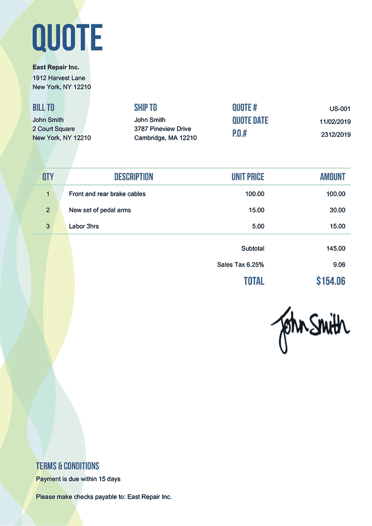 100 Price Quote Templates Download Email PDF Quote