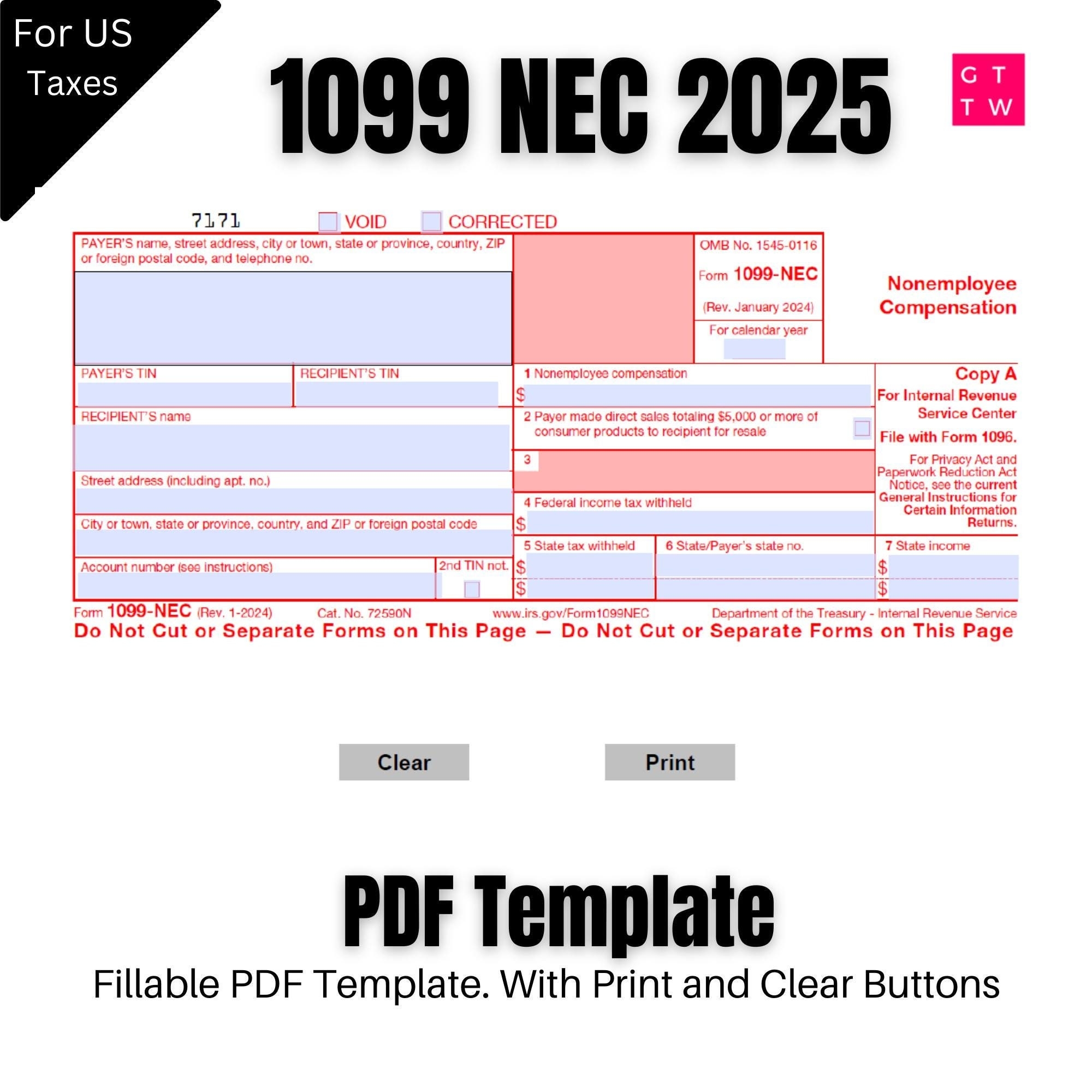 Irs 1099form 2025 Printable