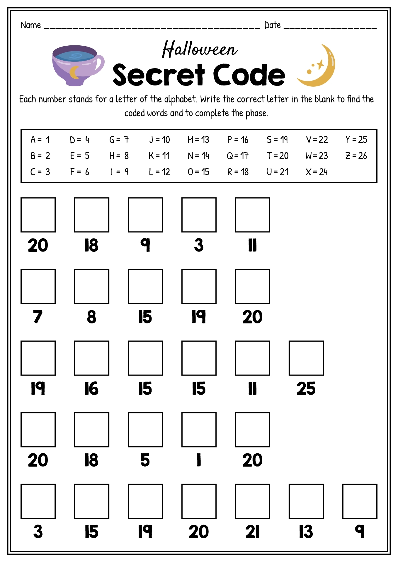 Free Printable Secret Message Worksheets
