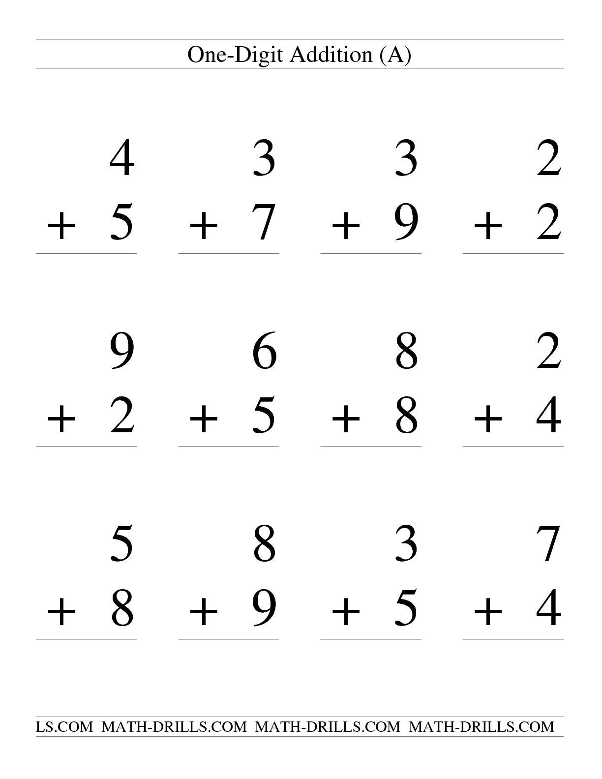 12 Single Digit Addition Questions With Some Regrouping A Worksheets Library