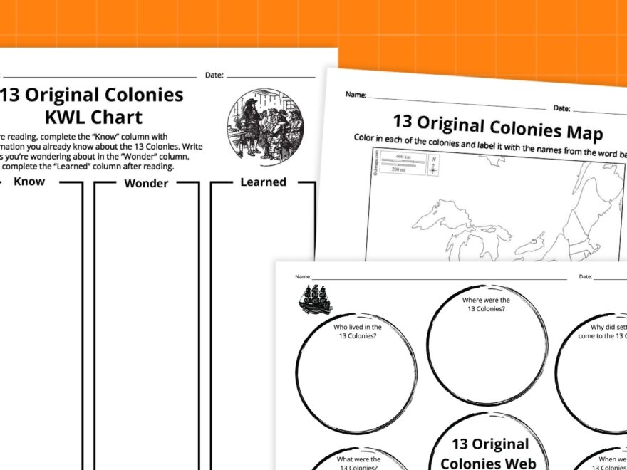 13 Original Colonies Map Bundle Free Printable Worksheets