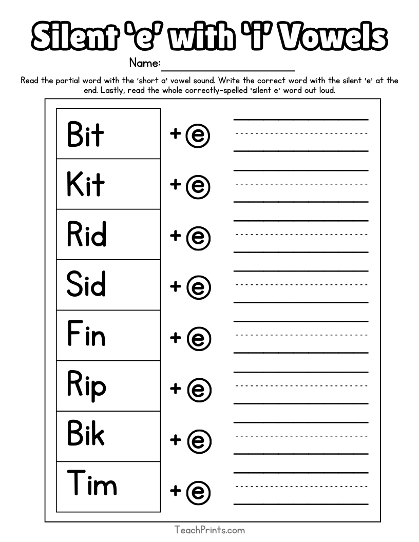 13 Silent E Worksheets Free PDF Printables Teach Prints