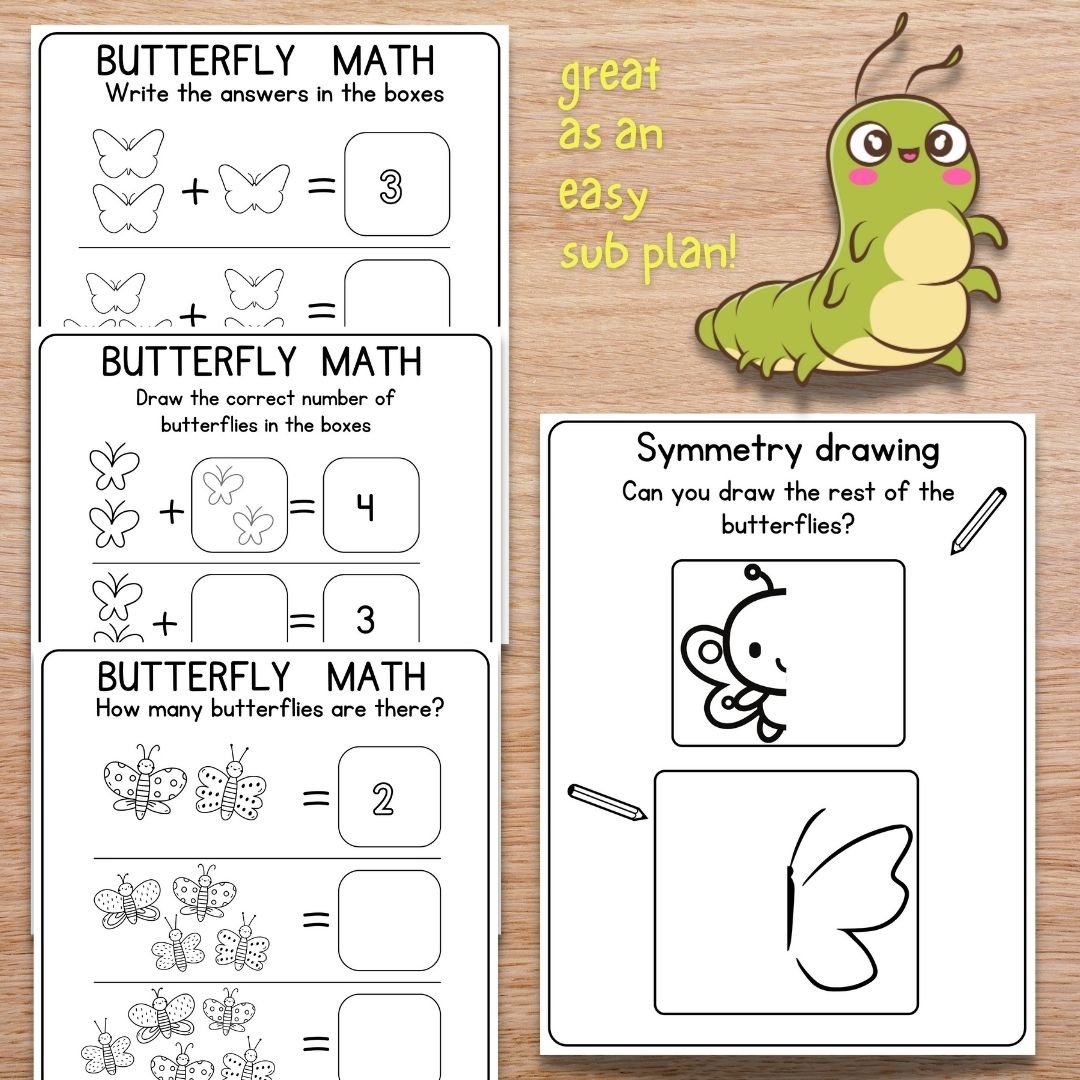 16 Pages Of Caterpillar And Butterfly Themed Printables math English And Art Made By Teachers