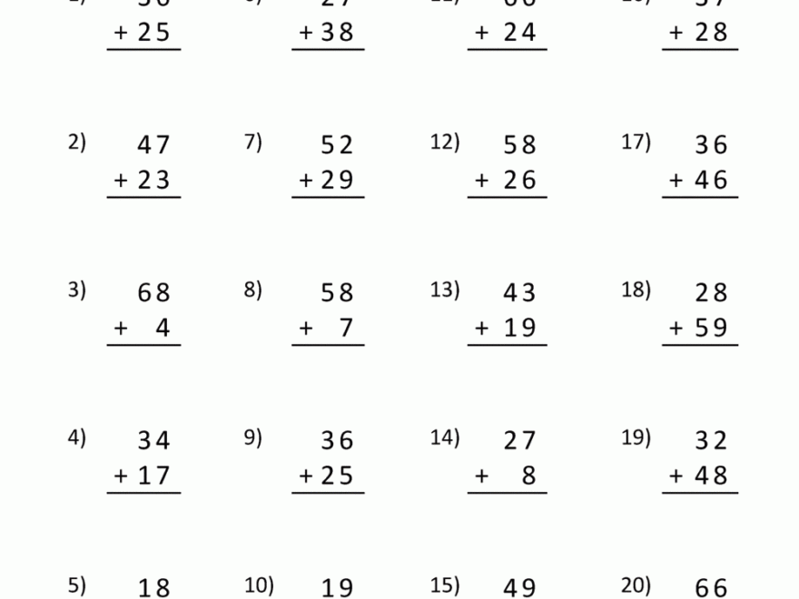 2 Digit Addition Worksheets