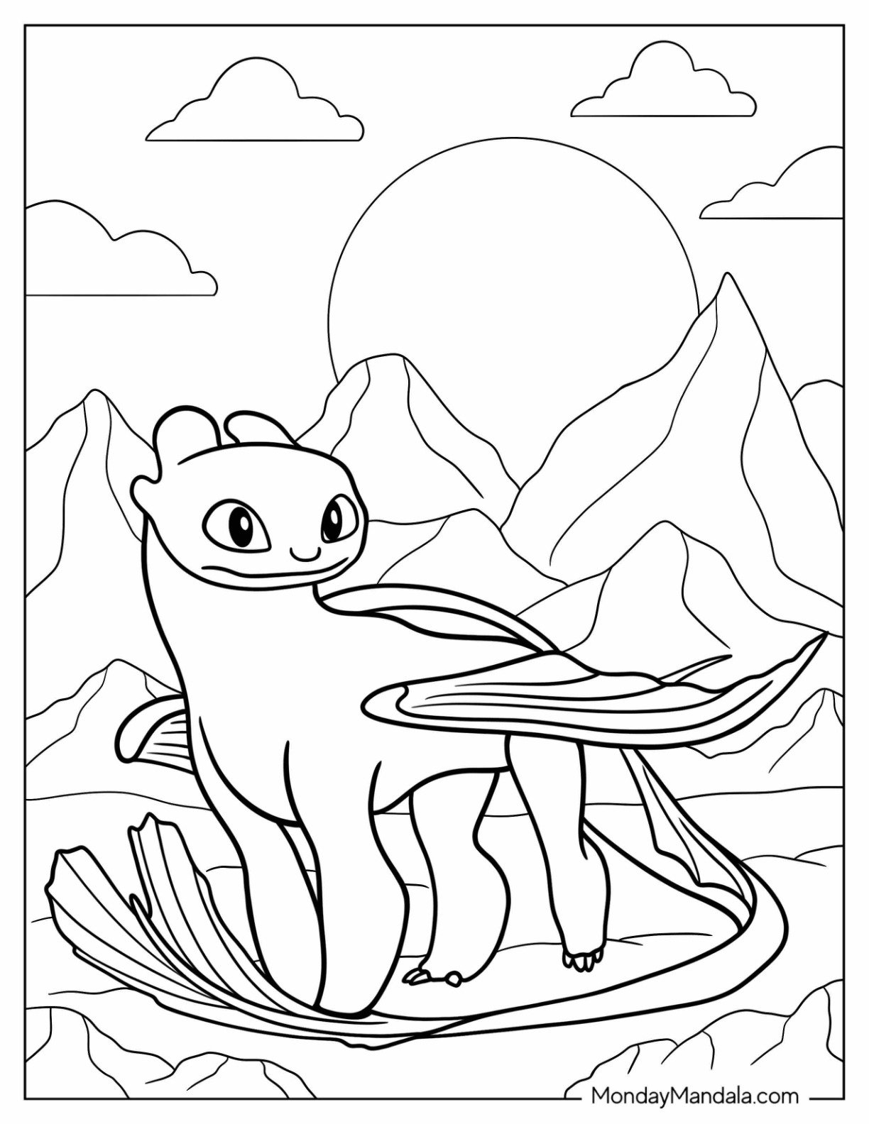Printable Toothless Coloring Pages