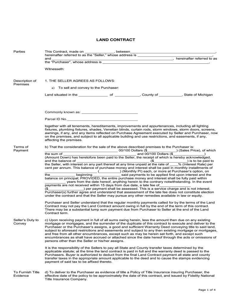Free Printable Form For Land Sale