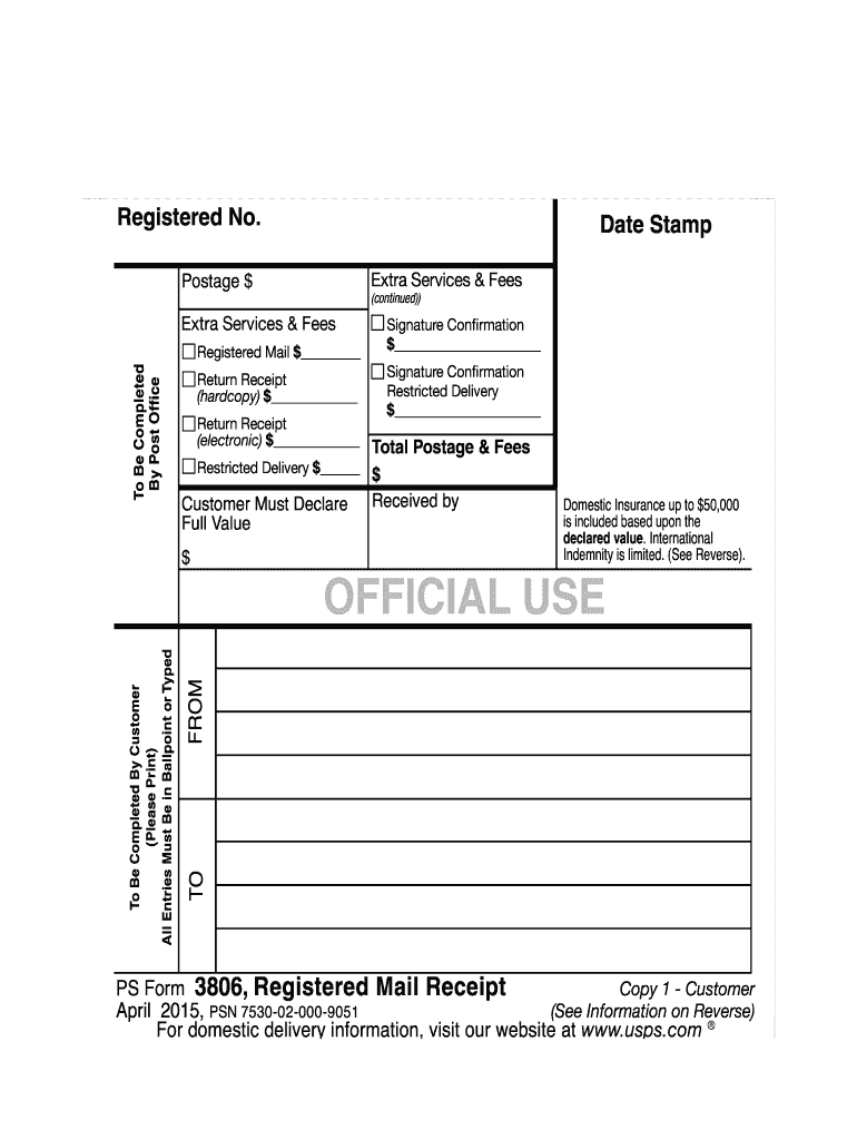 2015 2025 Form USPS PS 3806 Fill Online Printable Fillable Blank PdfFiller