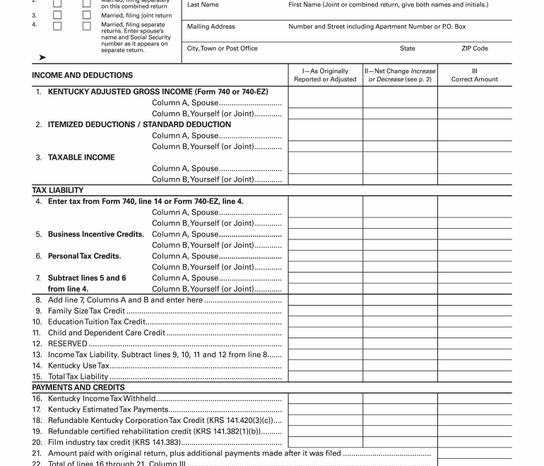 2017 2025 Form KY DoR 740 X Fill Online Printable Fillable Blank PdfFiller