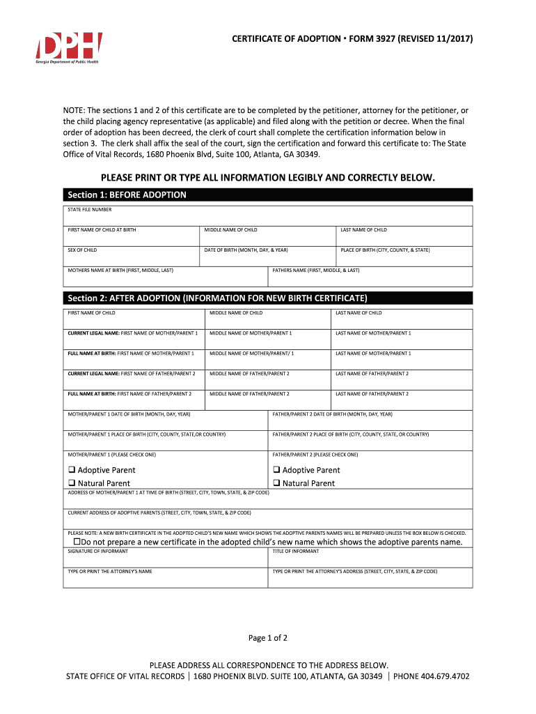 Printable Adoption Forms For Georgia