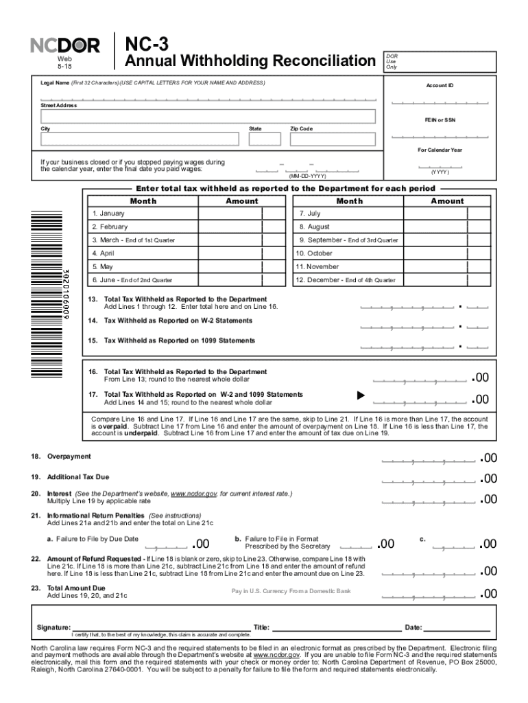 2018 2025 Form NC NC 3 Fill Online Printable Fillable Blank PdfFiller