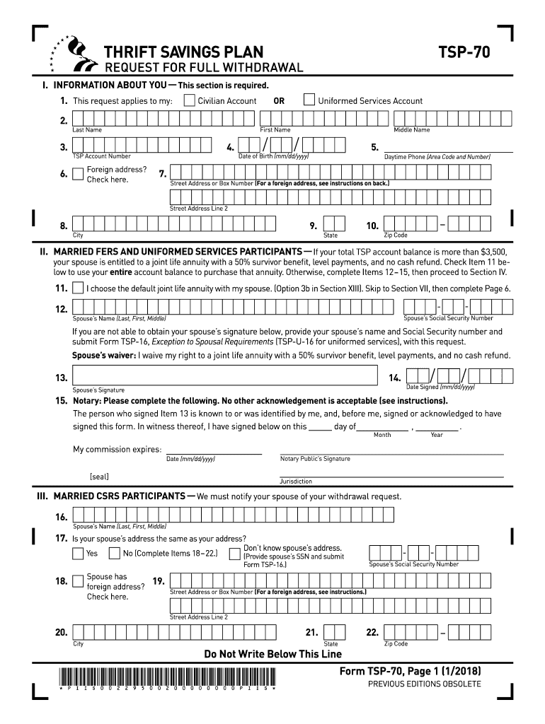 2018 2025 Form TSP 70 Fill Online Printable Fillable Blank PdfFiller