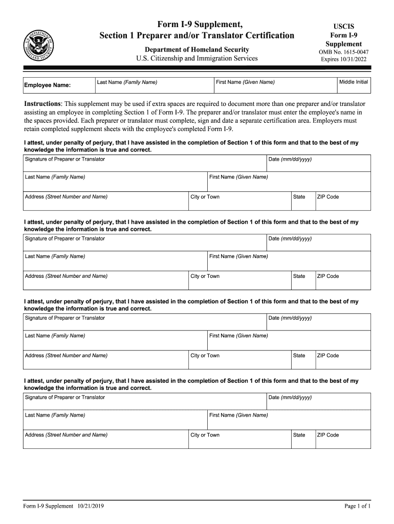 Free Printable I-9 Form 2025