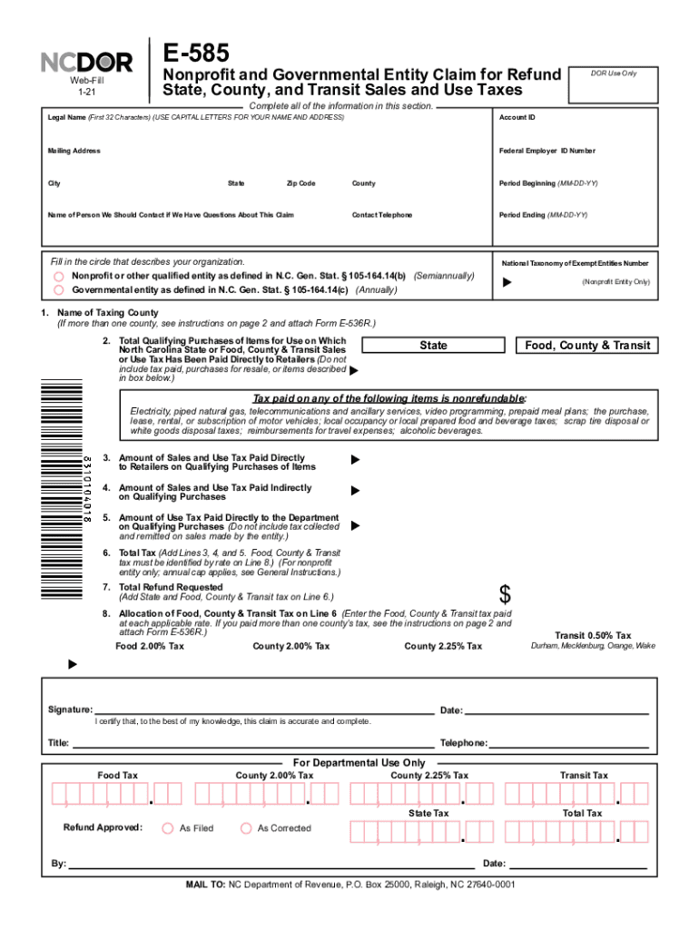 2021 2025 Form NC E 585 Fill Online Printable Fillable Blank PdfFiller