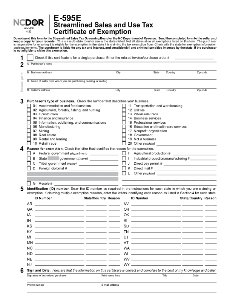 2022 2025 Form NC DoR E 595E Fill Online Printable Fillable Blank PdfFiller