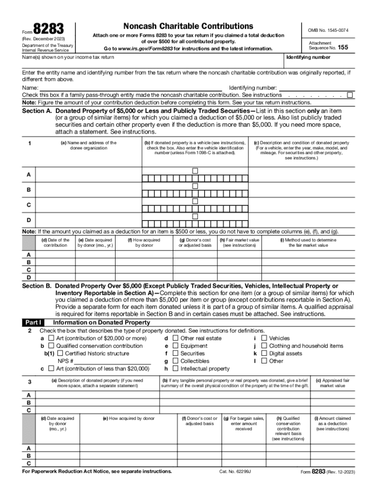 2023 2025 Form IRS 8283 Fill Online Printable Fillable Blank PdfFiller