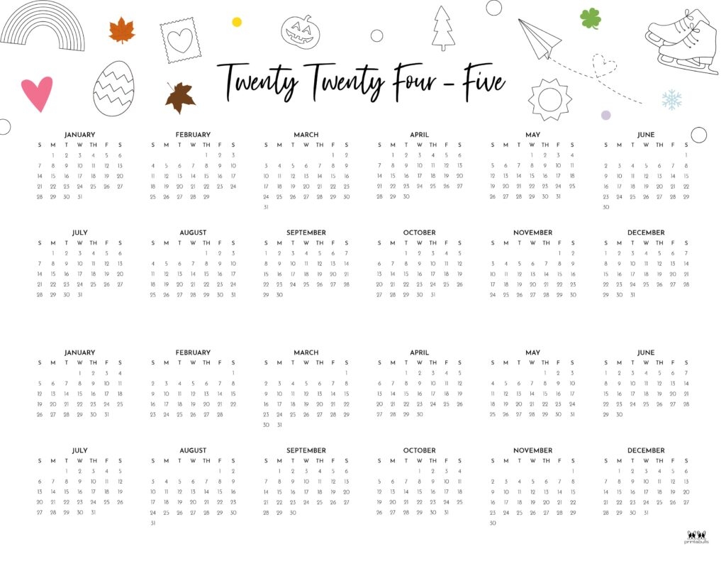 2024 2025 Two Year Calendars 10 FREE Printables Printabulls