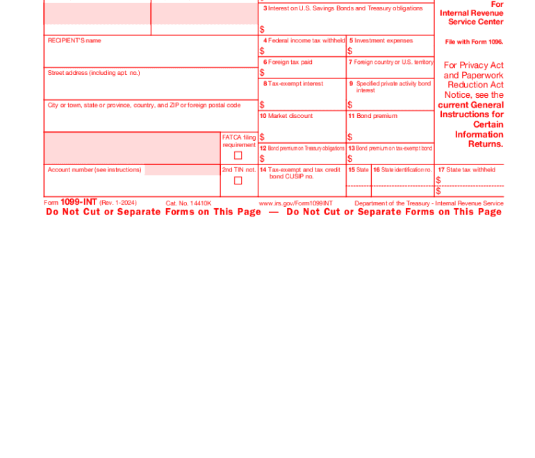 2024 Form IRS 1099 INT Fill Online Printable Fillable Blank PdfFiller