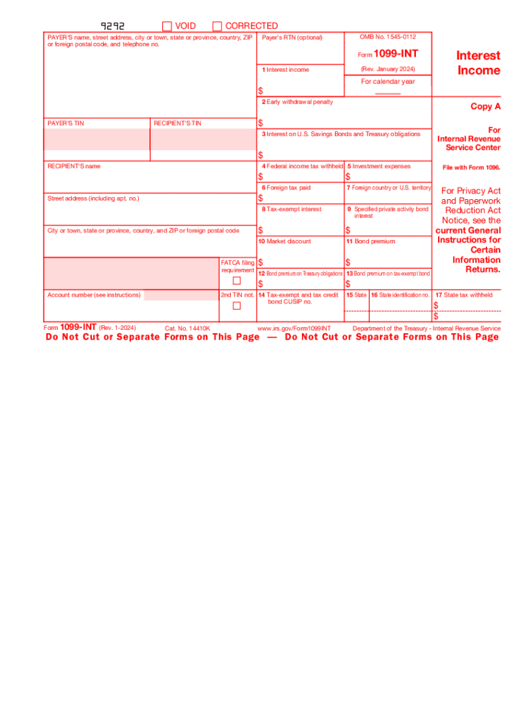 2024 Form IRS 1099 INT Fill Online Printable Fillable Blank PdfFiller