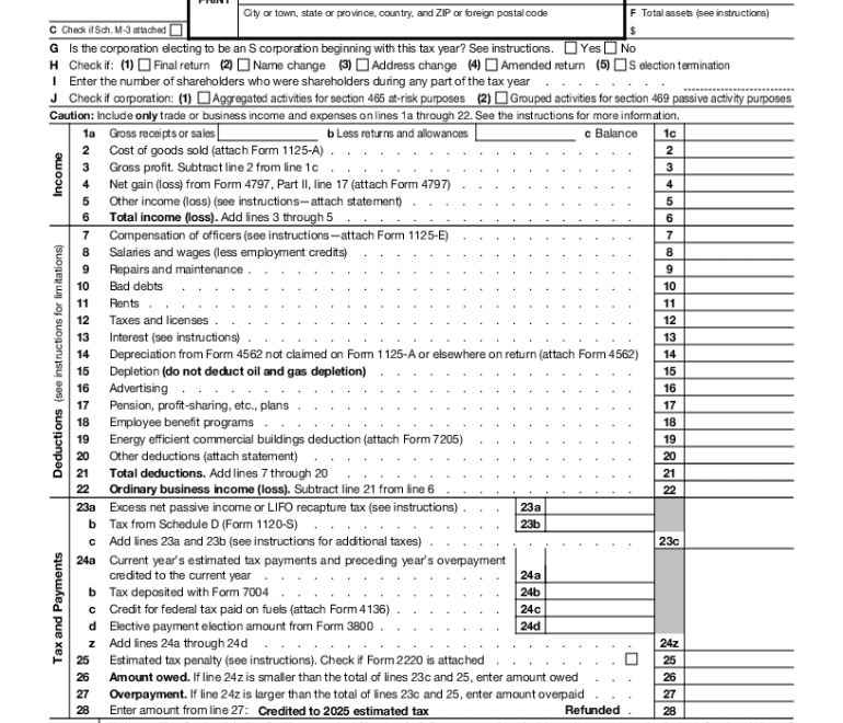 2024 Form IRS 1120S Fill Online Printable Fillable Blank PdfFiller