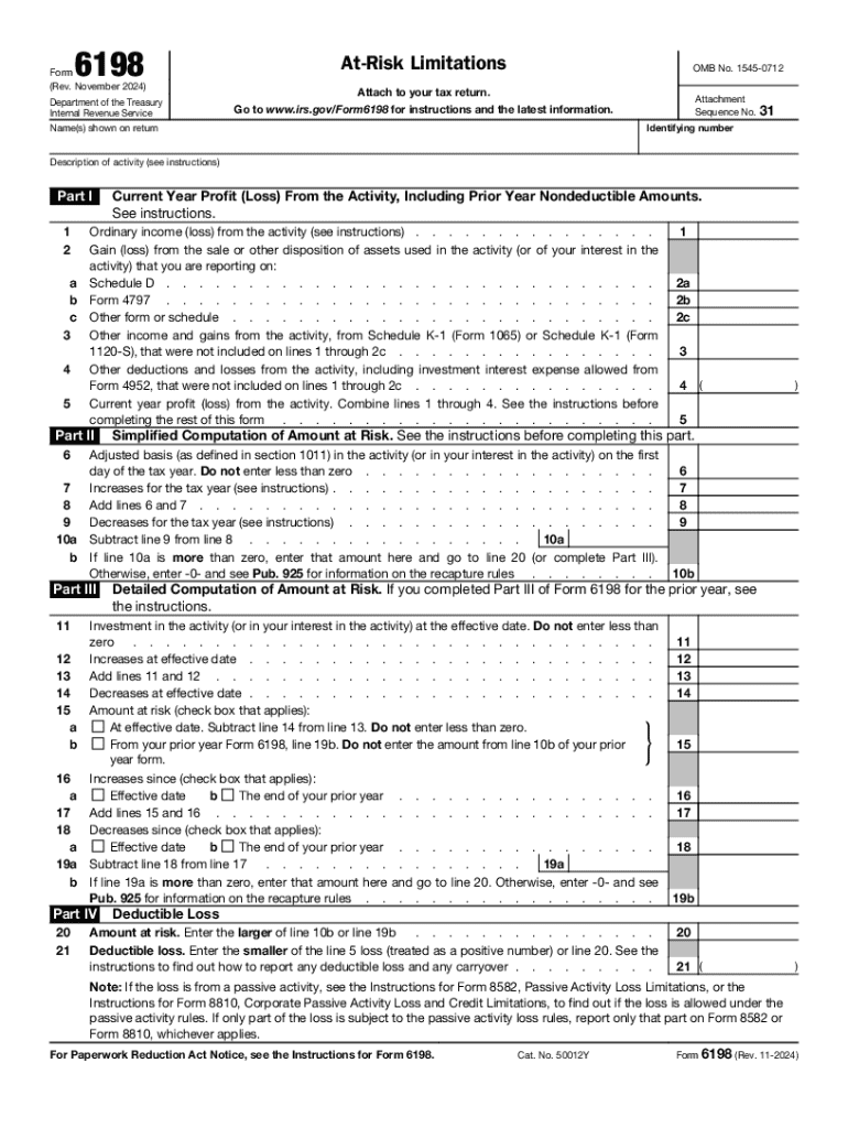 2024 Form IRS 6198 Fill Online Printable Fillable Blank PdfFiller