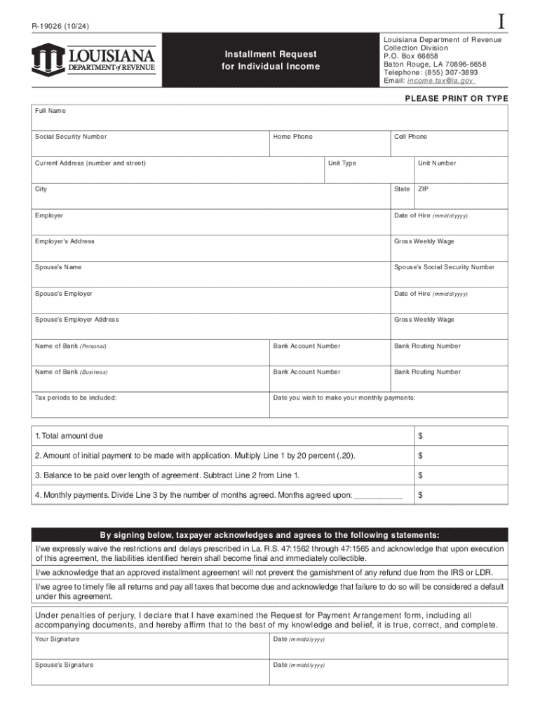 Louisiana State Income Tax Extension Form 2025 Printable
