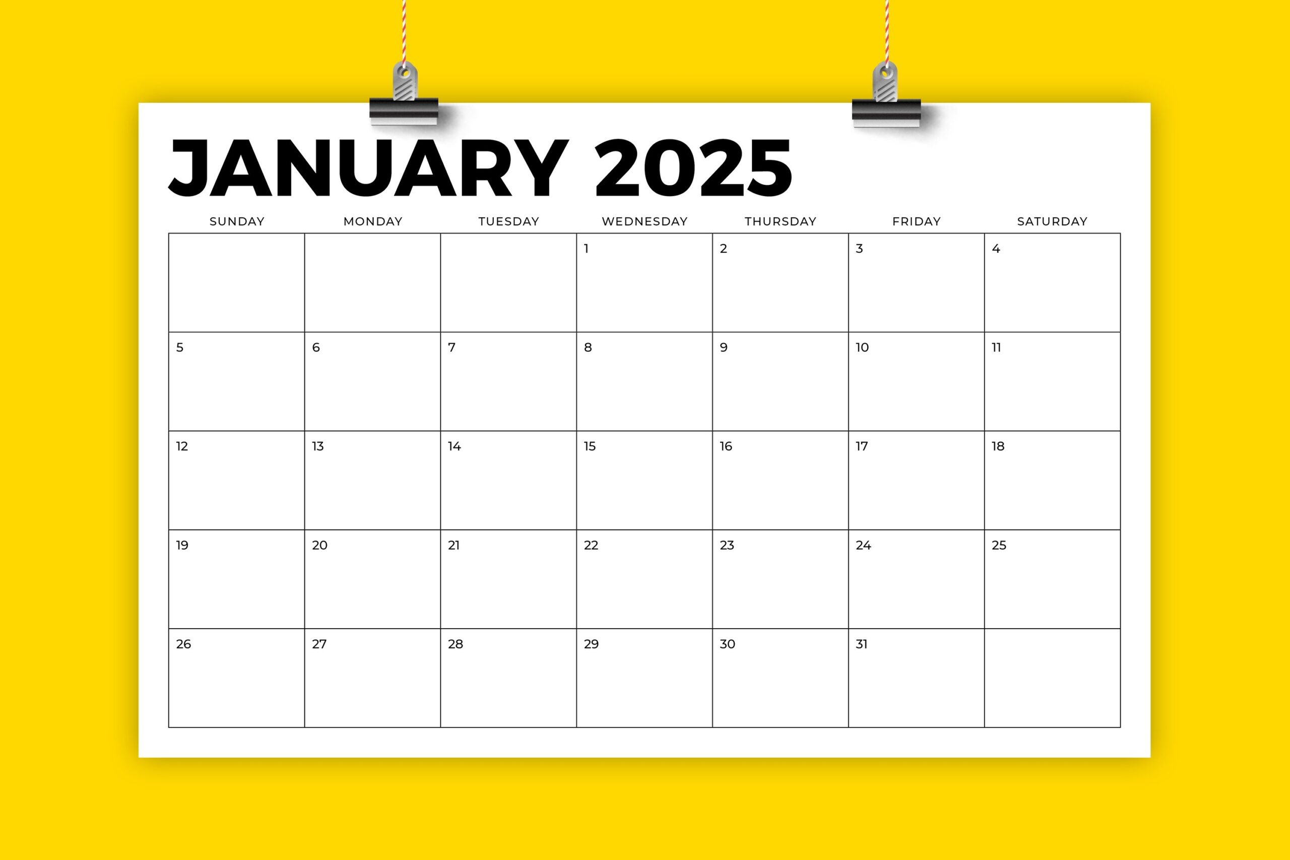 2025 11 X 17 Inch Calendar Template