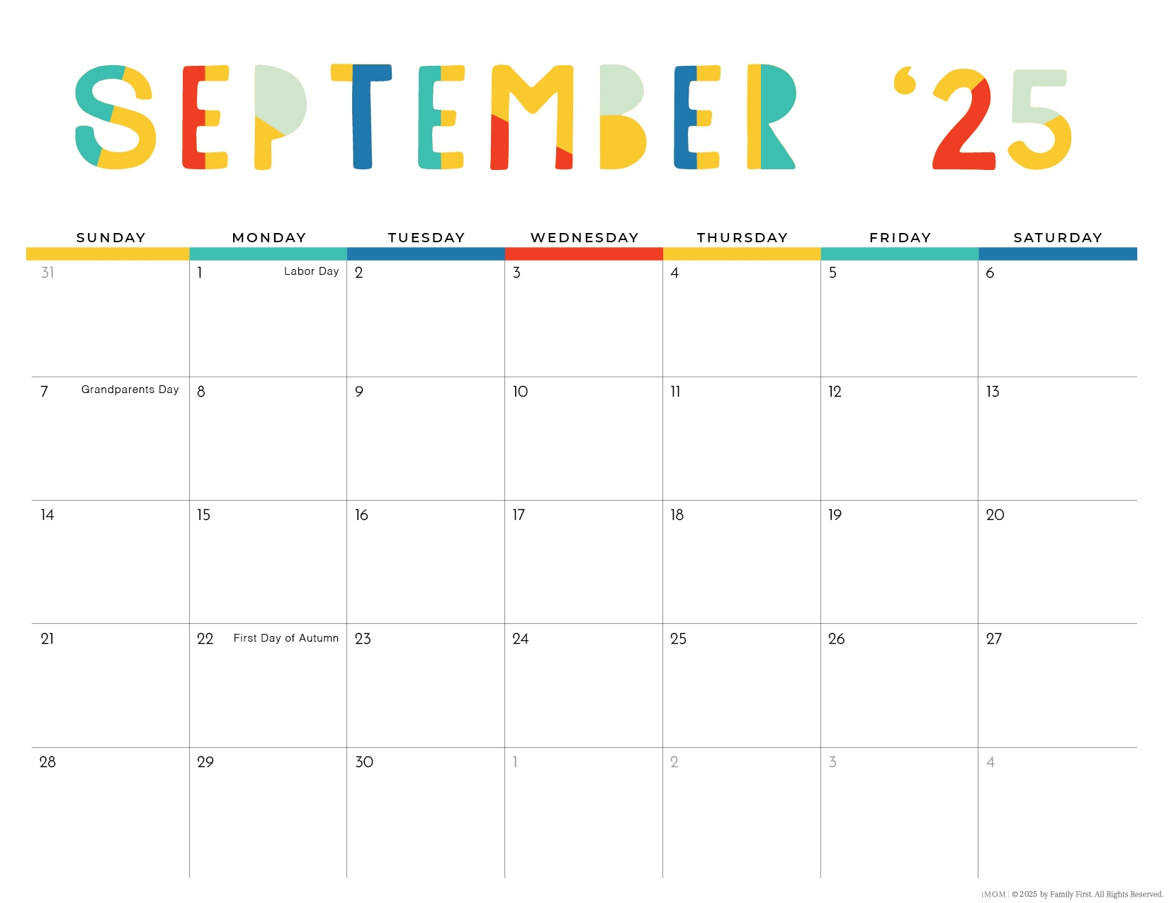 2025 2026 Colorful Printable Calendar For Moms IMOM