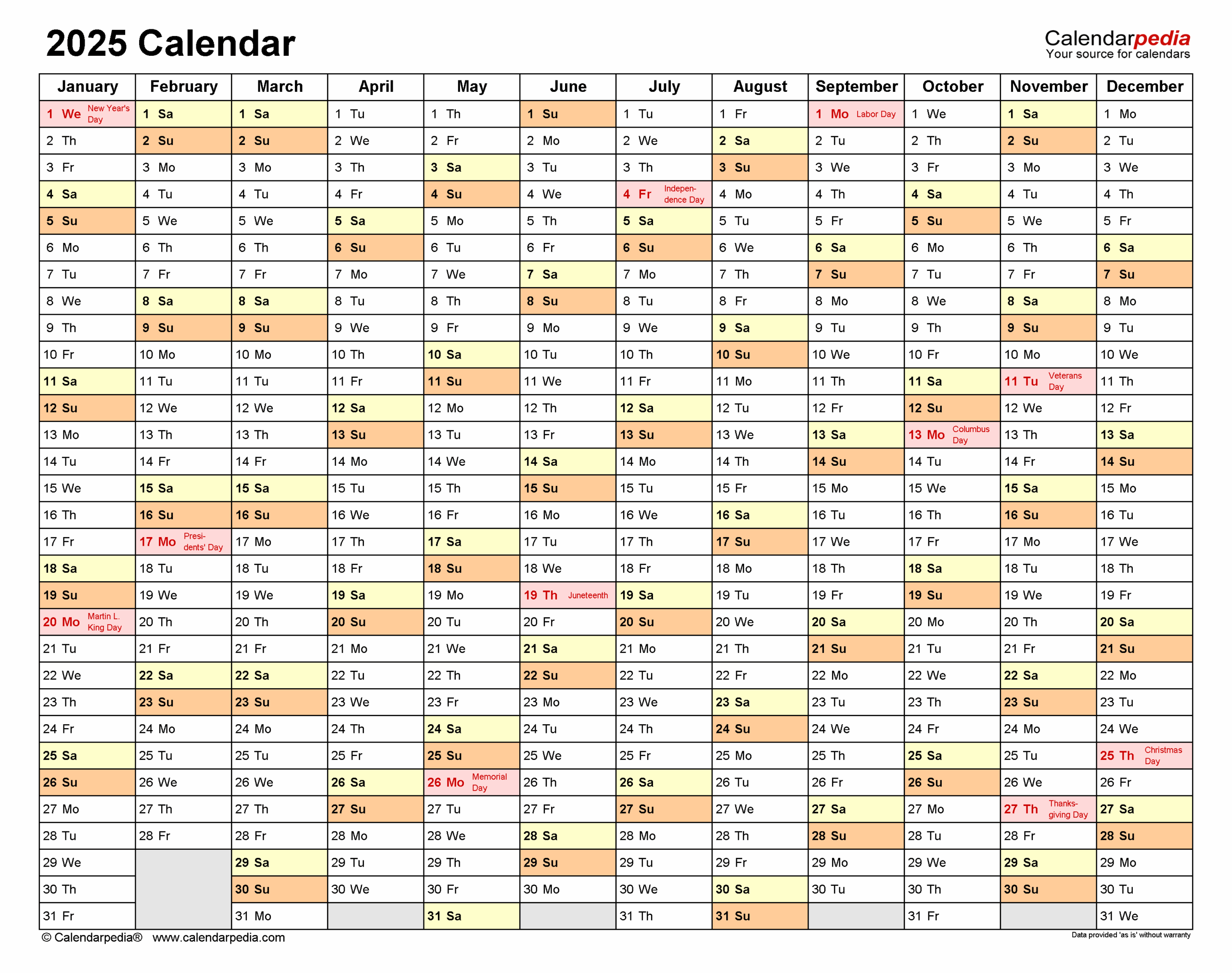 Printable Work Schedule Calendar 2025