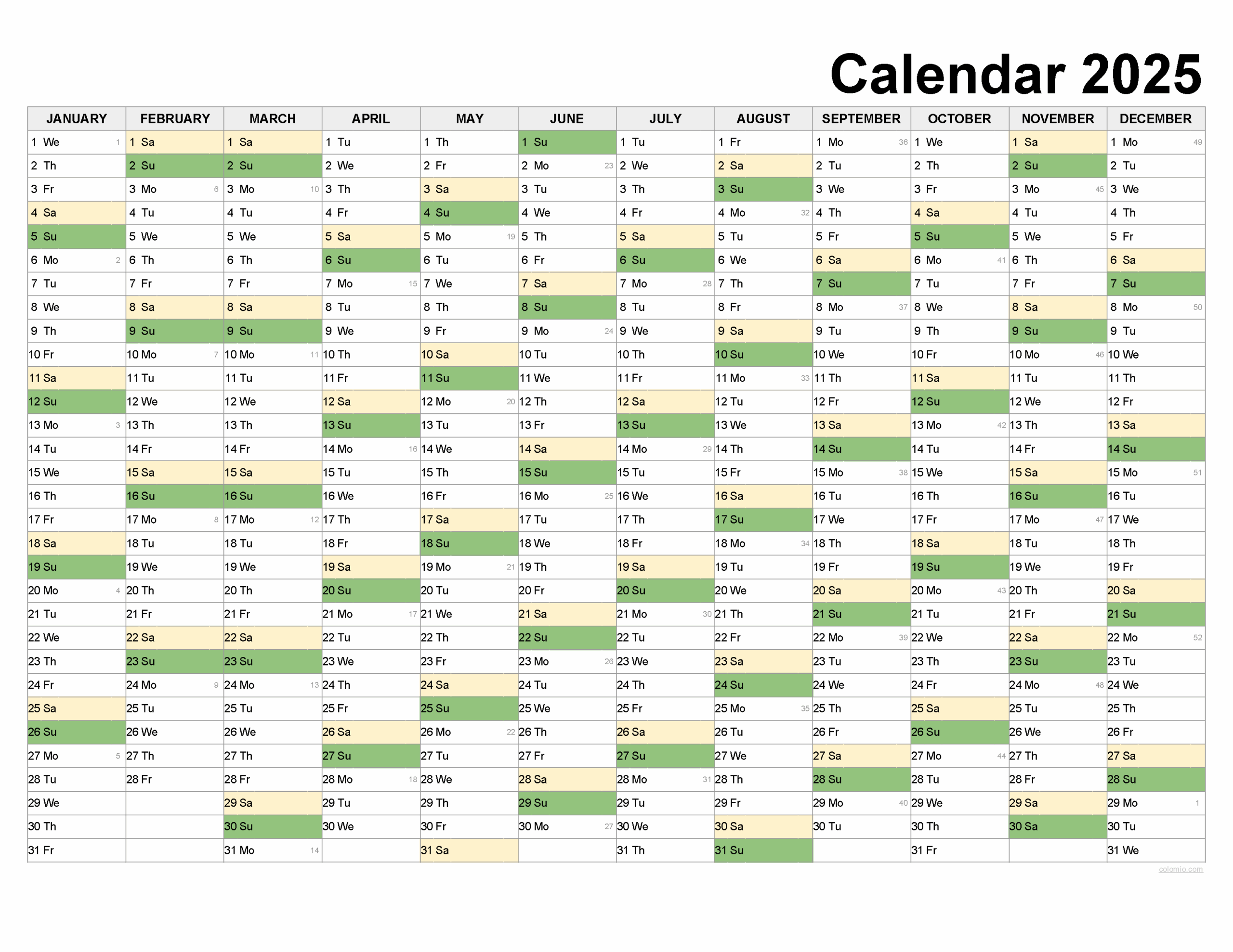 2025 Calendar 11x17 Printable