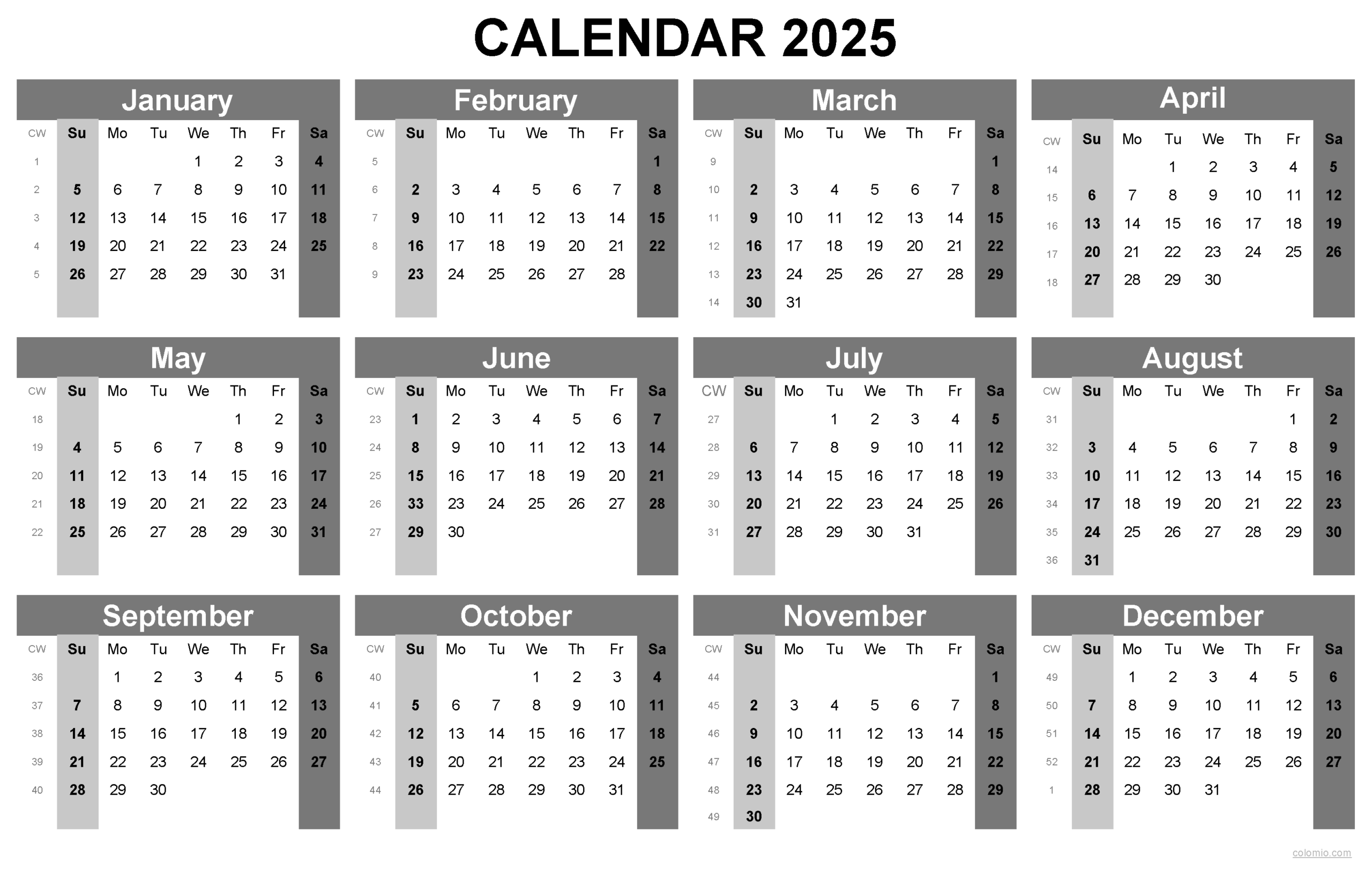 Free Printable Landscape 2025 Calendar