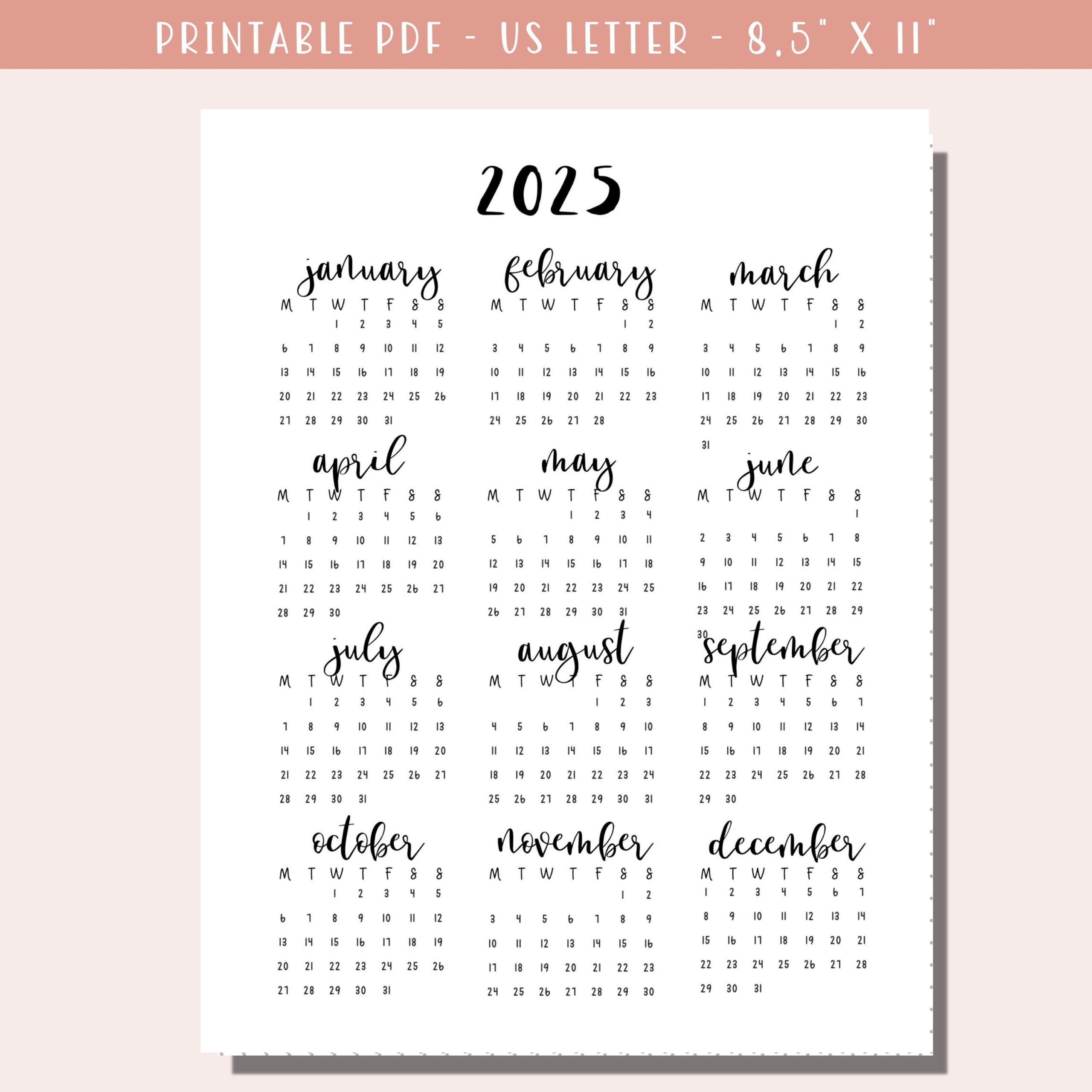 Printable 2025 Calendar Miniature