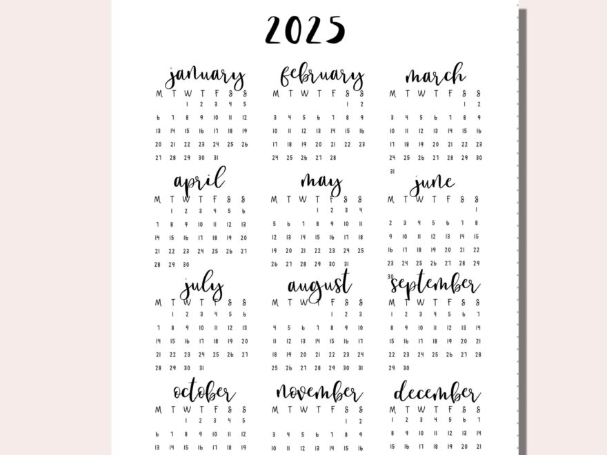 2025 Calendar Printable Planner 2025 Dotted Bullet Journal Page Monday Sunday Start A5 Journal Insert Minimalist PDF Download Etsy