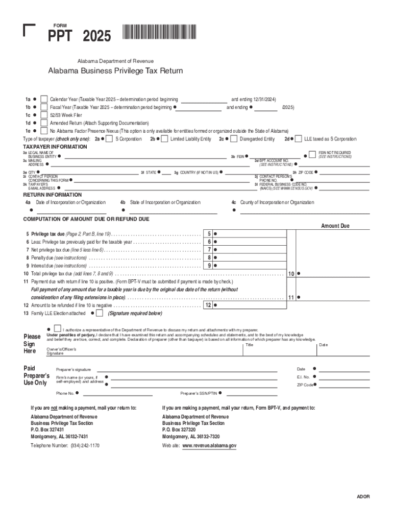 2025 Form AL ADoR PPT Fill Online Printable Fillable Blank PdfFiller