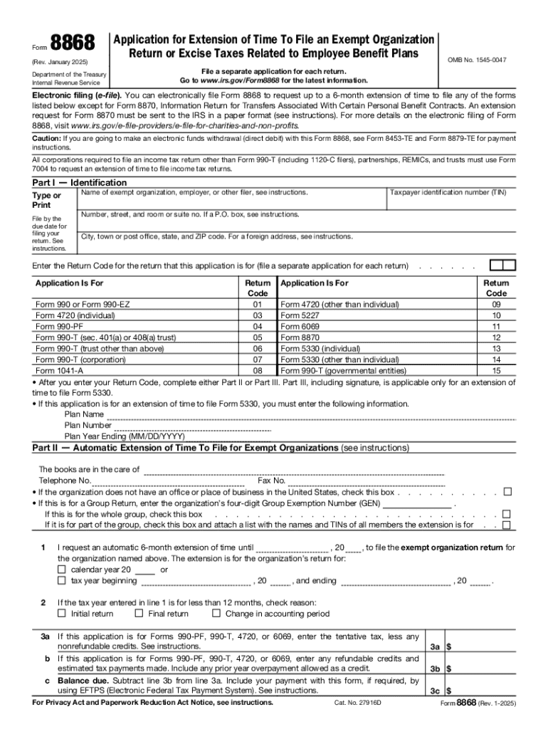 2025 Form IRS 8868 Fill Online Printable Fillable Blank PdfFiller
