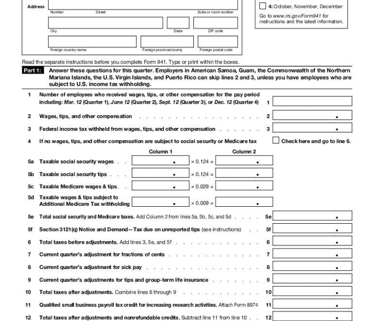 2025 Form IRS 941 Fill Online Printable Fillable Blank PdfFiller