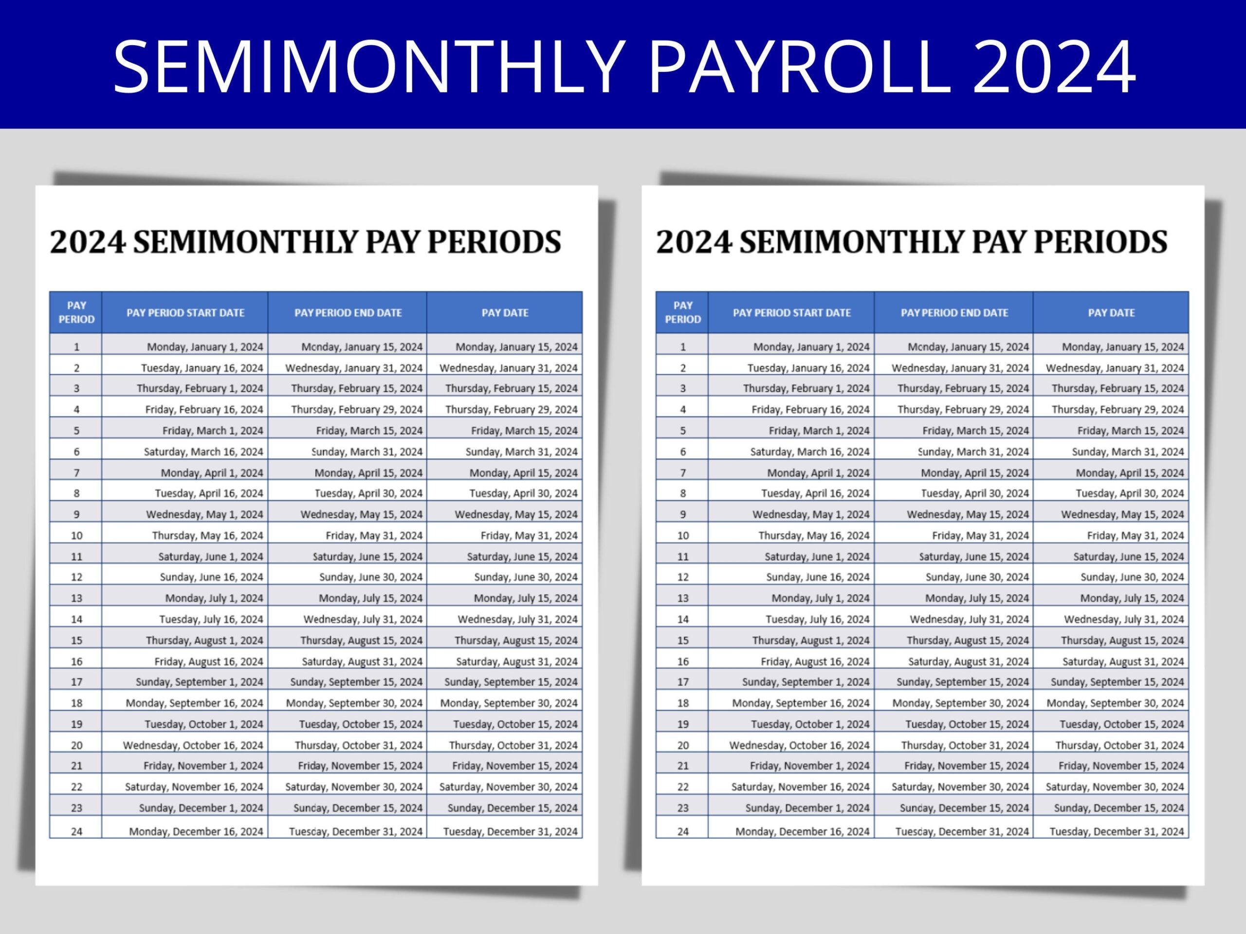 2025 Semi Monthly Payroll Calendar Etsy