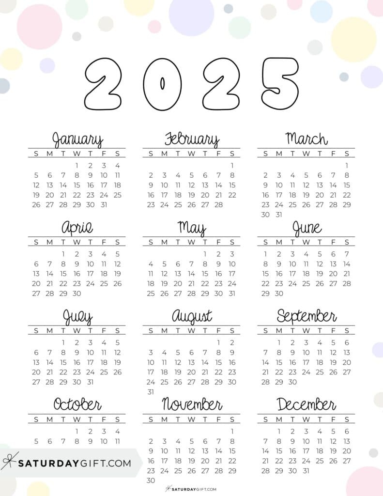 Pretty Printable Horizontal 2 Rows Calendar 2025