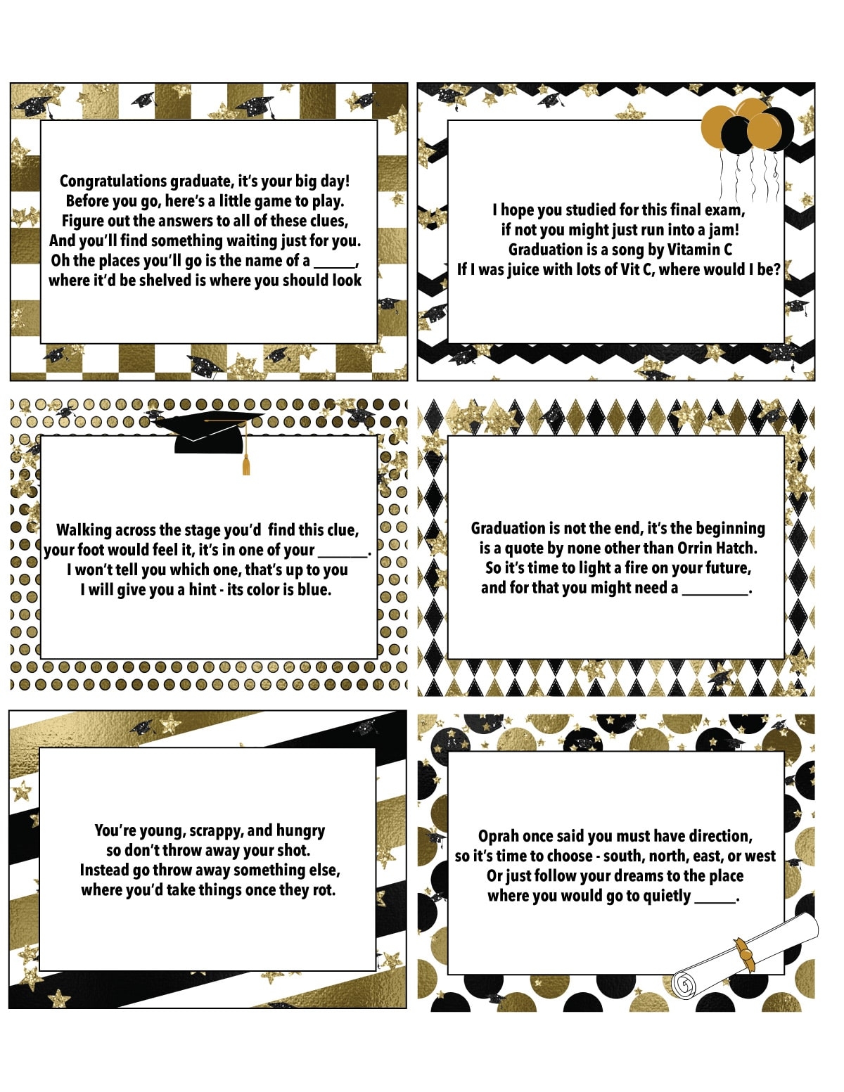 Graduation Party Games Free Printables