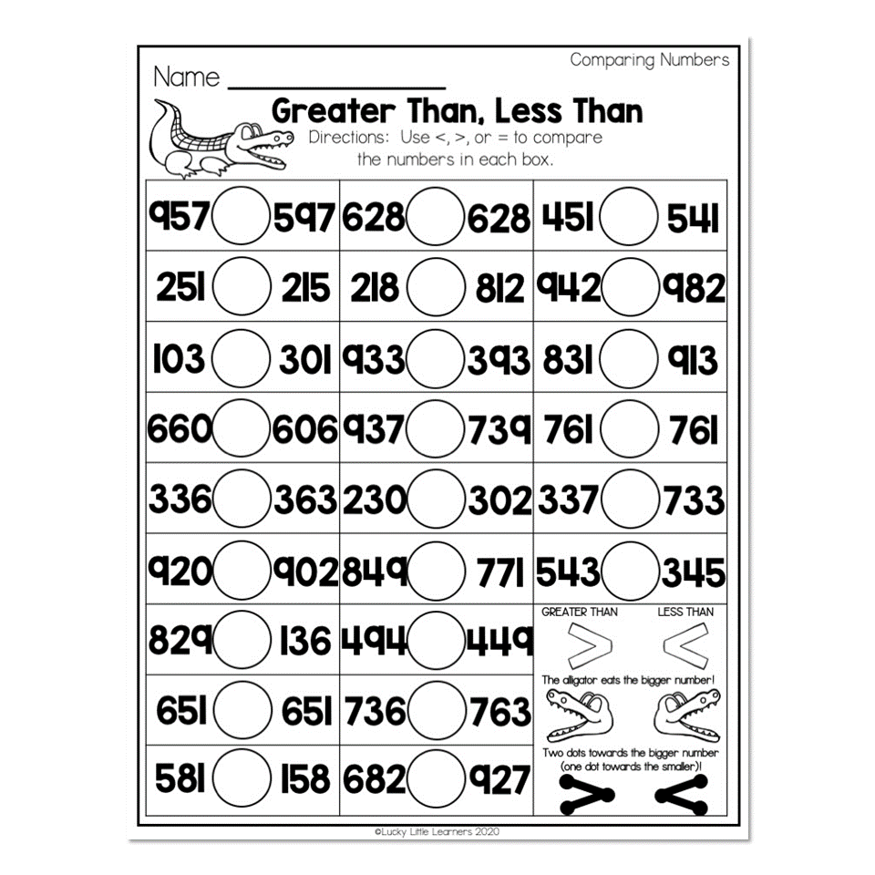 Free Printable Greater Than Less Than Worksheets