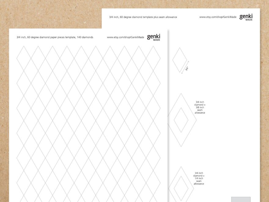3 4 Inch Diamond 60 Degrees English Paper Piecing EPP Instant Download Printable A4 US Letter PDF Templates Etsy