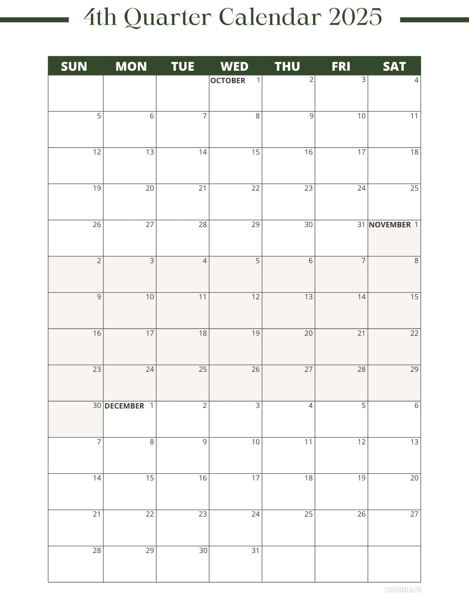 Free Printable 3 Month Calendar 2025