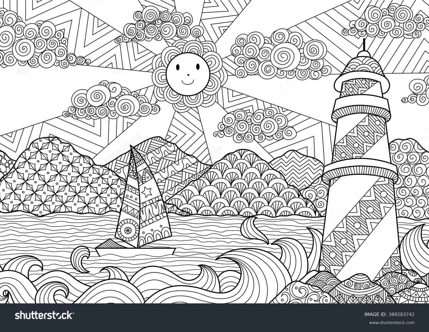 3 Thousand Adult Coloring Pages Beach Royalty Free Images Stock Photos Pictures Shutterstock