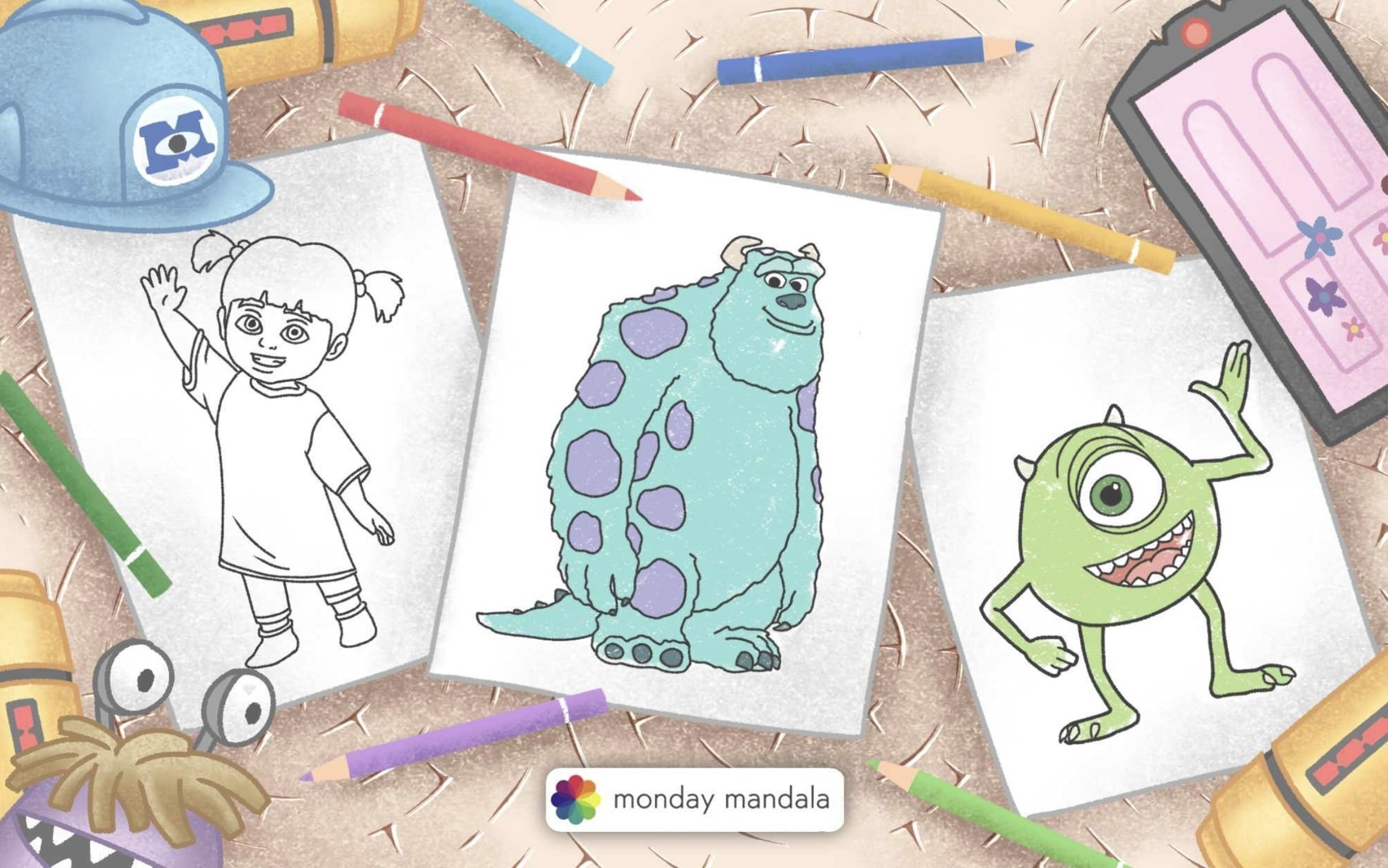 Mike Wazowski And Sully Printable Coloring Page