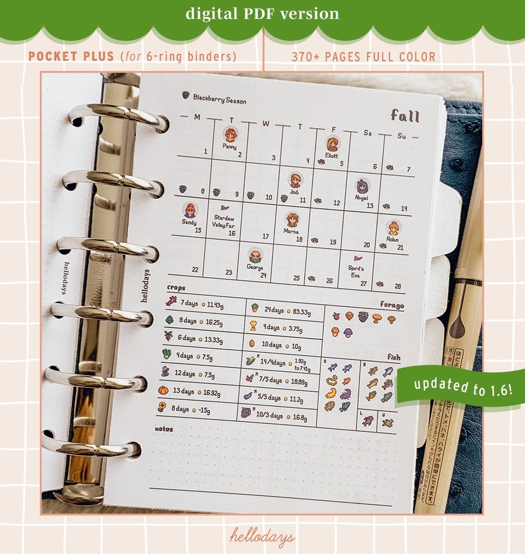 370 PAGES Updated To 1 6 Stardew Valley Planner Game Guide PDF Pocket Plus Size Checklists Inventory Calendars Printable PDF Etsy