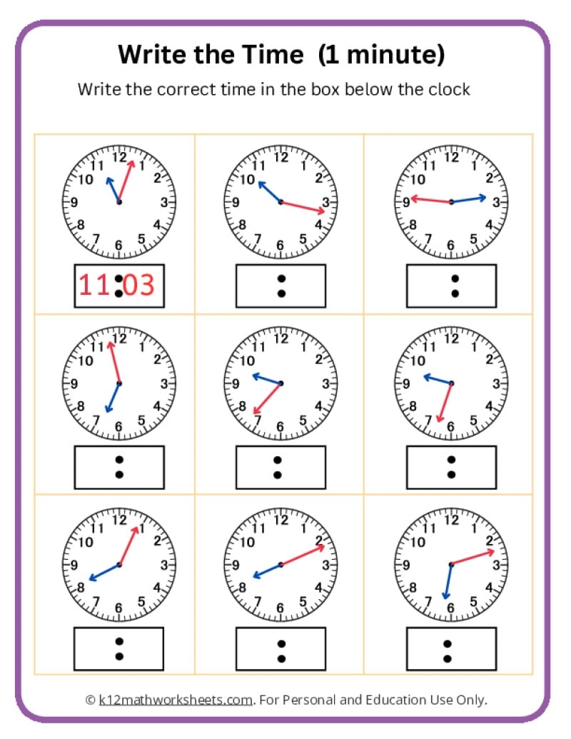 3rd Grade Telling Time Worksheets K12 Math Worksheets