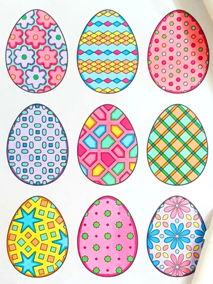 4 Printable Easter Egg Coloring Pages Downloadable Abstract Pattern Egg Coloring Pages Geometric Designs PDF Instant Download Etsy
